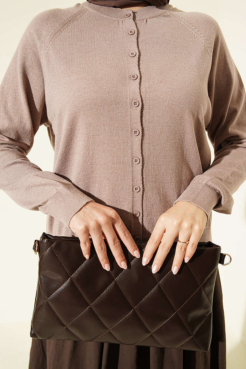 Buttoned Fine Knit Cardigan Mink - Imagen 4