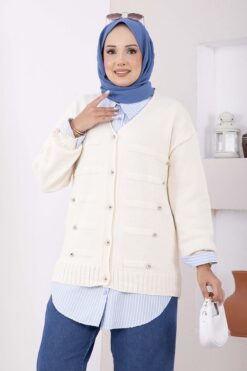 Alternative view of Buttoned Short Knit Cardigan Ecru