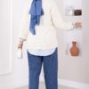 Buttoned Short Knit Cardigan Ecru - Imagen 4