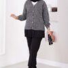 Buttoned Short Knit Cardigan Smoke