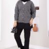 Buttoned Short Knit Cardigan Smoke – Image 3