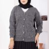 Buttoned Short Knit Cardigan Smoke – Image 2