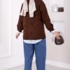 Buttoned Short Knit Cardigan Brown – Image 4