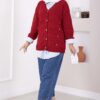 Buttoned Short Knit Cardigan Ecru - Imagen 5