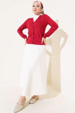 Alternative view of Buttoned Short Viscose Cardigan Burgundy