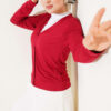 Buttoned Short Viscose Cardigan Burgundy