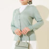 Buttoned Short Viscose Cardigan Mint