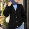 Textured Button Knit Cardigan Black