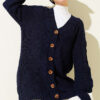 Buttoned Knit Detail Cardigan Navy Blue