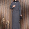 Buttoned Cape & Knit Dress Modest Two-Piece Set Grey