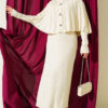 Buttoned Cape Knit Dress Set Beige