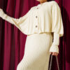 ⁦Buttoned Cape Knit Dress Set Beige⁩ - الصورة ⁦2⁩