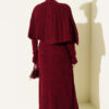 Buttoned Cape Knit Dress Set Burgundy - Afbeelding 3