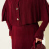 Buttoned Cape Knit Dress Set Burgundy - Afbeelding 4