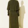 Buttoned Cape Knit Dress Set Khaki - الصورة 3