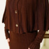 ⁦Buttoned Cape Knit Dress Set Brown⁩ - الصورة ⁦4⁩