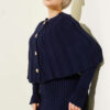 Buttoned Cape Knit Dress Set Navy Blue - Imagen 2