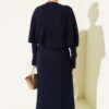 Buttoned Cape Knit Dress Set Navy Blue - Imagen 3