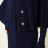 Buttoned Cape Knit Dress Set Navy Blue - Imagen 4