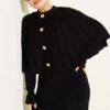 Buttoned Cape Knit Dress Set Black - Imagen 2