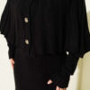 Buttoned Cape Knit Dress Set Black - Imagen 4