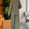 Buttoned Sequin-Embroidered Three-Piece Set Khaki – Bild 4