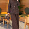 Buttoned Sequin-Embroidered Three-Piece Set Brown