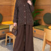 Buttoned Sequin-Embroidered Three-Piece Set Brown - Image 3