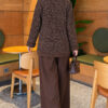 Buttoned Sequin-Embroidered Three-Piece Set Brown - Image 4