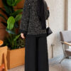 Buttoned Sequin-Embroidered Three-Piece Set Black - Image 4