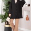 Buttoned Loose Aerobin Kimono Black