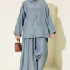 Buttoned Relaxed Two-Piece Set Indigo