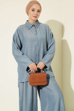 Alternative view of Buttoned Relaxed Two-Piece Set Indigo