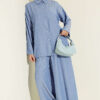 Buttoned Relaxed Two-Piece Set Blue