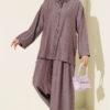 Buttoned Relaxed Two-Piece Set Plum