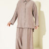 Buttoned Relaxed Two-Piece Set Powder Pink