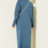 Buttoned Long French Terry Cardigan Indigo - الصورة 3