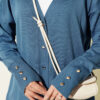 Buttoned Long French Terry Cardigan Indigo - الصورة 4