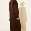 Buttoned Long French Terry Cardigan Brown - Image 3