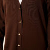 Buttoned Long French Terry Cardigan Brown - Image 4