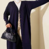 Buttoned Long French Terry Cardigan Navy Blue - immagine 2