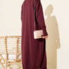 Buttoned Long French Terry Cardigan Plum – Image 3