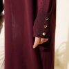 Buttoned Long French Terry Cardigan Plum – Image 4