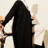 Buttoned Long French Terry Cardigan Black