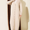 Buttoned Long French Terry Cardigan Stone