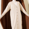 Buttoned Long French Terry Cardigan Stone – Image 2
