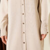 Buttoned Long French Terry Cardigan Stone – Image 4