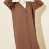 Buttoned Long French Terry Cardigan Mink - Image 2