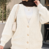 Buttoned V-Neck Knit Cardigan Ecru