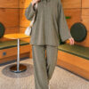Button-up Collar Tencel Two-Piece Set Khaki - Imagen 2